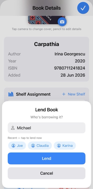 Lending a book to a named borrower